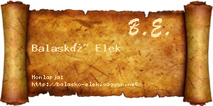 Balaskó Elek névjegykártya